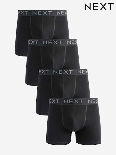 Black Cotton Rich Trunk Boxers 4 Pack (K77270) | $35