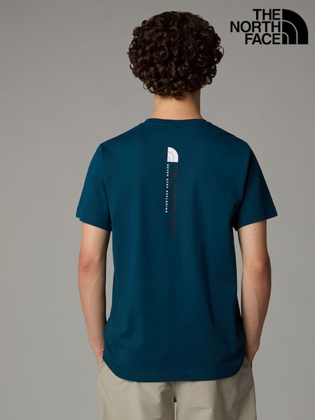 Blau - The North Face – T-Shirt mit vertikalem Print aus 100% Baumwolle (K77445) | 23 €