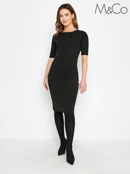 M&Co Black Petite Pleat Detail Dress (K77493) | €23