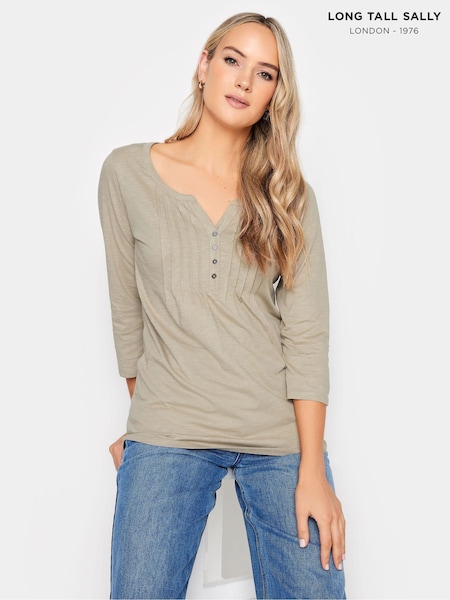 Long Tall Sally Natural 100% Cotton Henley Top (K77511) | LEI 78