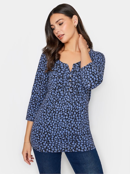 Long Tall Sally Blue Henley Top (K77537) | LEI 91