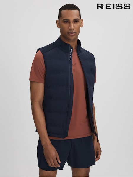 Reiss Midnight Navy Easton Castore Water Repellent Hybrid Quilted Gilet (K77606) | €225