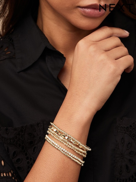 Gold Tone Sparkle Stretch Bracelets Pack (K77608) | AED52