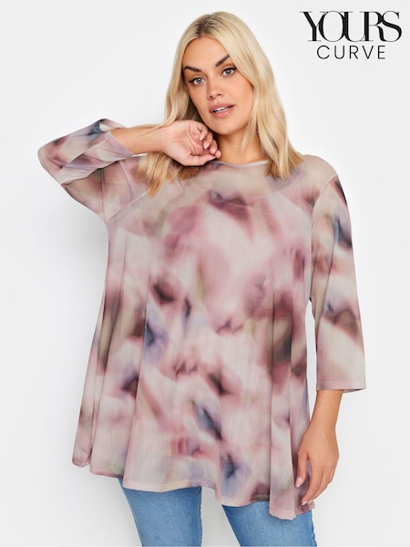 Yours Curve Pink Double Layered Mesh Top (K77662) | €35
