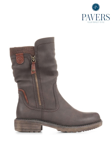 Pavers Ruched Calf Boots (K77813) | AED189