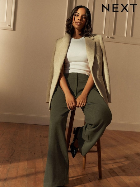 Grey Elastic Back Wide Leg Trousers (K77869) | €67