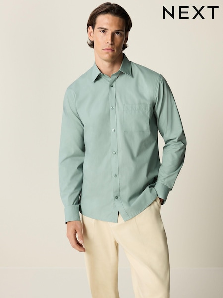 Seafoam Green Long Sleeve Single Cuff Paper Touch 100% Cotton Poplin Fabric Formal Shirt (K77886) | €7