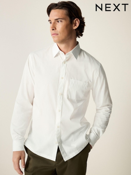White Long Sleeve Single Cuff Paper Touch 100% Cotton Poplin Fabric Formal Shirt (K77895) | €6