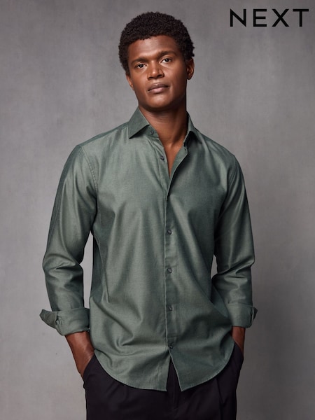 Green Regular Fit Brushed Flannel 100% Cotton Shirt (K77896) | €6