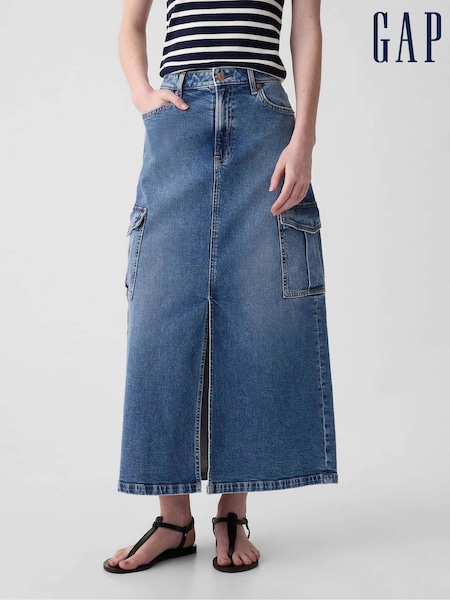 Gap Blue Cargo Denim Maxi Skirt (K78133) | €31