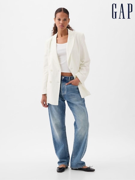 Gap White Linen Cotton Belted Blazer (K78151) | €39