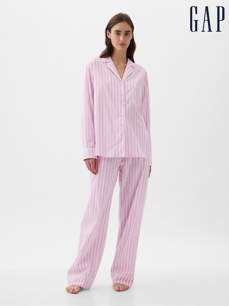 Gap Pink Stripe Poplin Pyjama Long Sleeve Shirt (K78159) | €18.50