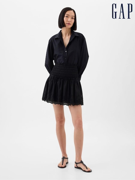 Gap Black Smocked Eyelet Mini Skirt (K78254) | €19.50