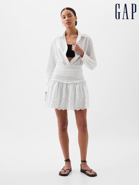 Gap White Smocked Eyelet Mini Skirt (K78262) | €19.50