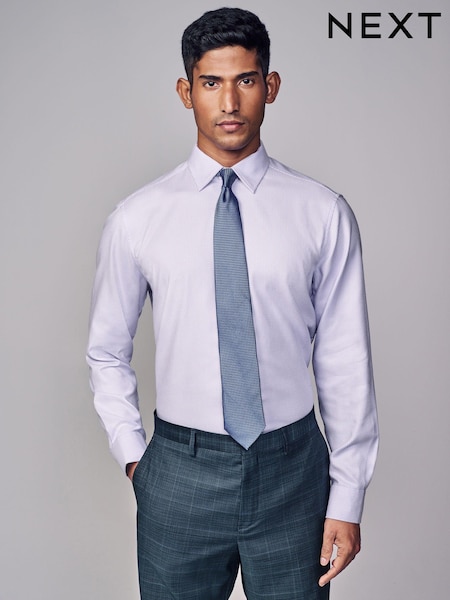 Lilac Purple Regular Fit Signature Trimmed Premium Long Sleeve Single Cuff 100% Cotton Shirt (K78287) | €9