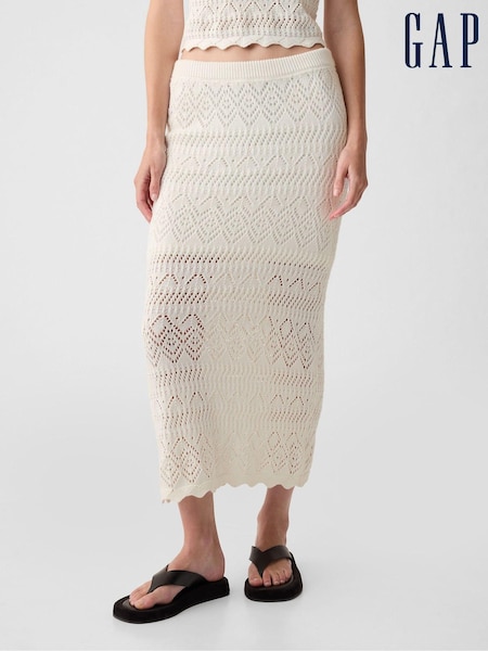 Gap Off White Crochet Pull On Midi Skirt (K78288) | €22.50
