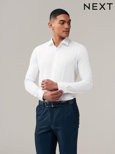 White Skinny Fit Trimmed Easy Care Single Cuff Shirt (K78296) | €12
