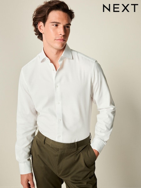White Slim Fit Trimmed Easy Care Single Cuff Shirt (K78309) | €12