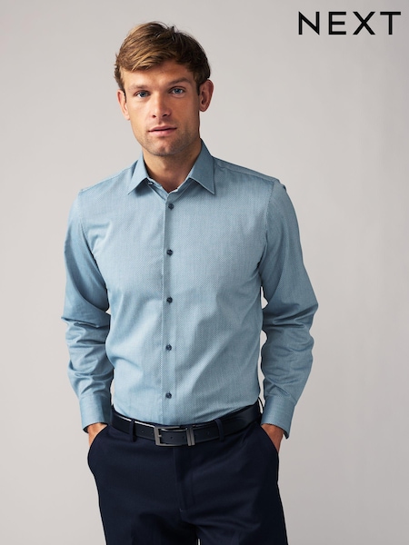Nordic Blue Regular Fit Trimmed Easy Care Single Cuff Oxford Shirt (K78336) | AED98