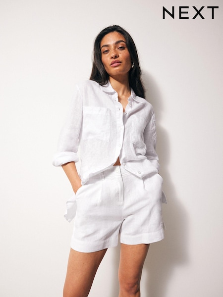 White Linen Blend Boy Shorts (K78397) | €6