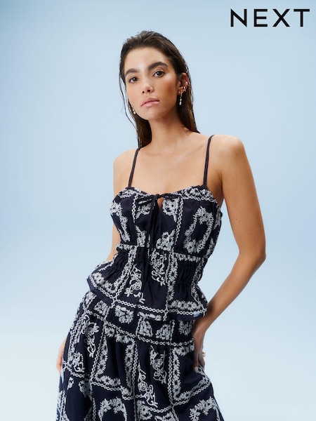 Navy Embroidered Cami Top (K78399) | €4