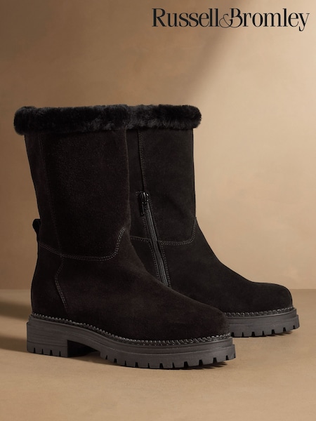 Чорна замша - Russell & Bromley Elmley Shearling Midi Boots