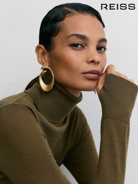 Green - Reiss Edina Merino Wool Roll-neck Jumper