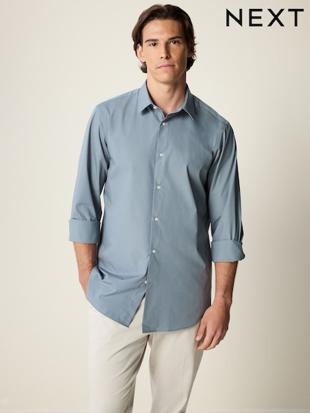 Steel Blue Regular Fit Easy Care Single Cuff Shirt (K78536) | €11