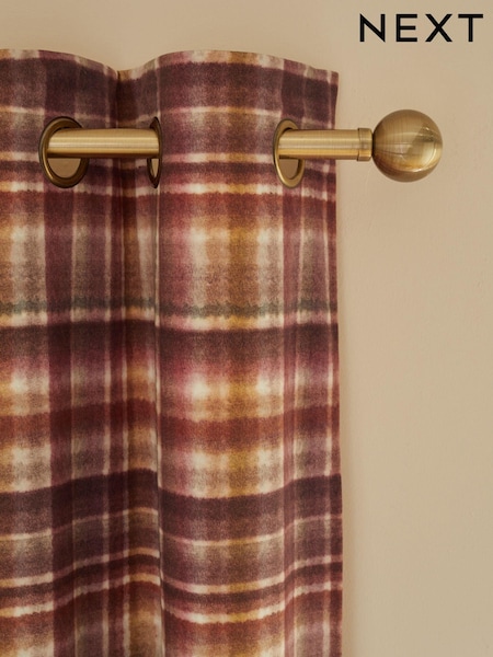Orange/Plum Velvet Check Eyelet Lined Curtains (K78732) | €31 - €72