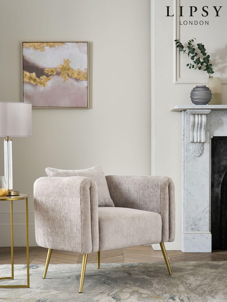 Lipsy Silver Grey Soft Chenille Poppy Accent Chair (K78735) | €442