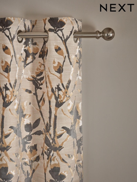 Natural Collection Luxe Heavyweight Cut Velvet Floral Eyelet Lined Curtains (K78750) | €97 - €194