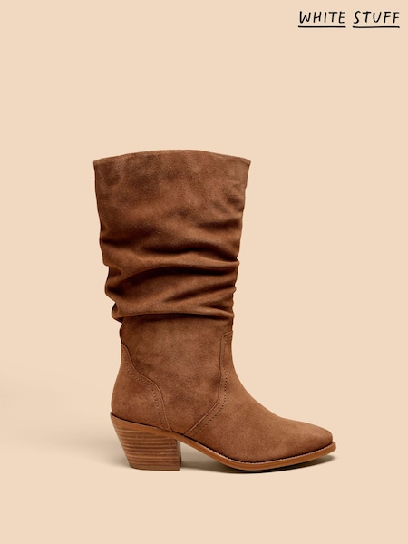 White Stuff Brown Azalea Suede Mid Slouch Boots (K79043) | €70
