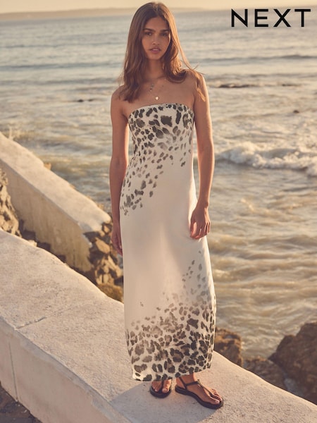 Animal Print Bandeau Maxi Summer Dress (K79269) | €27