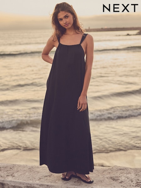 Black Slinky Maxi Dress (K79299) | OMR7