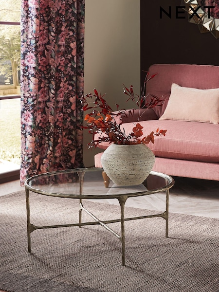 Pewter Grey Wrought Glass Top Coffee Table (K79327) | €460