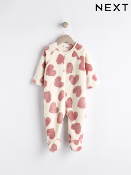Pink heart Baby Zip Fleece Sleepsuit (K79436) | 59 QAR - 69 QAR