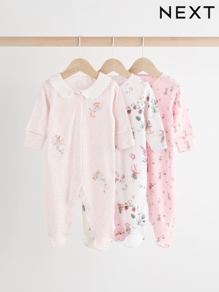 rožnata/bela - Baby 100% Cotton Sleepsuits 3 Pack (0-3yrs) (K79468) | € 19 - € 21