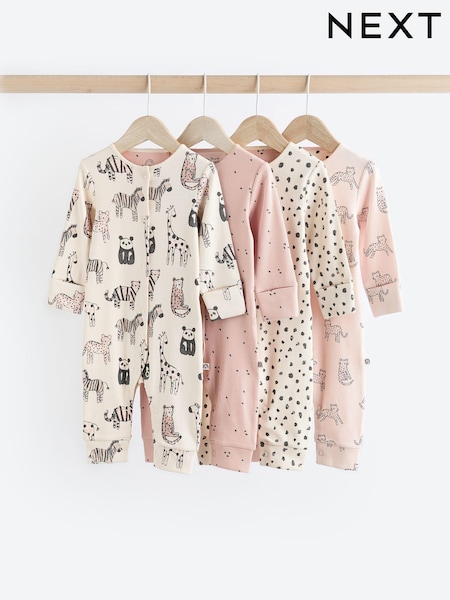 Rosa Monochrom - 4 Pack Baby Footless Sleepsuits (0mths-3yrs) (K79492) | 37 € - 40 €