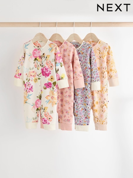 Naranja floral - Baby Footless 100% Cotton Sleepsuits 4 Pack (0mths-3yrs) (K79493) | 35 € - 37 €