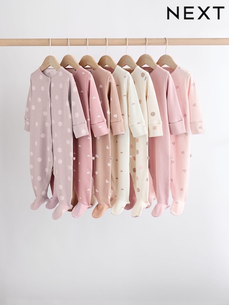 Pink 7 Pack Baby Sleepsuits (0mths-3yrs) (K79495) | AED203 - AED213