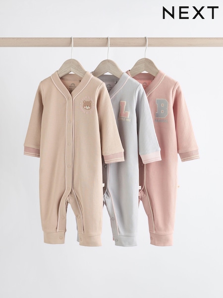 Pink/Grey Baby 100% Cotton Footless Sleepsuits 3 Pack (0mths-3yrs) (K79496) | € 19 - € 21