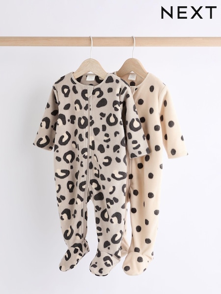 Neutral Animal Baby Microfleece Zip Sleepsuits 2 Pack (K79504) | AED71 - AED78