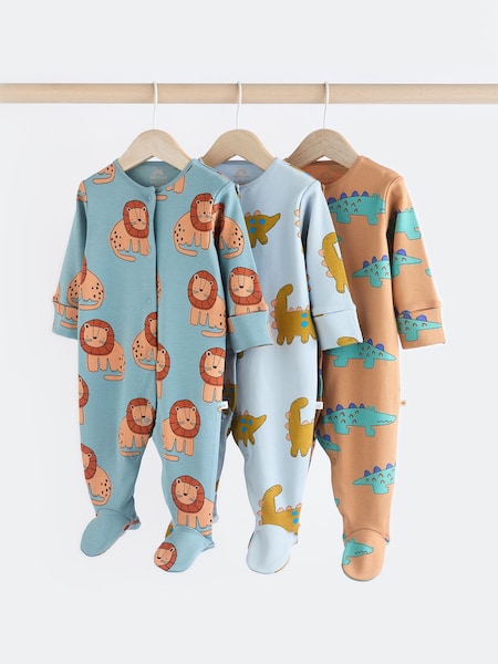 Blue/Green Character 100% Cotton Baby Sleepsuits 3 Pack (0mths-2yrs) (K79514) | €12 - €12.50