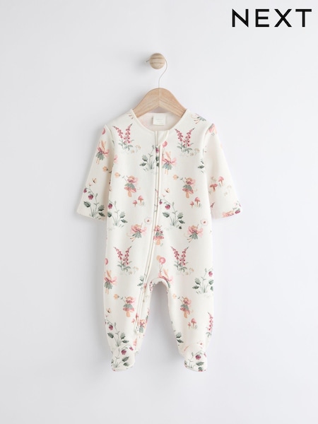 Ecru fairy Two Way Zip Fleece Lined Baby Sleepsuit (K79518) | AED39 - AED46