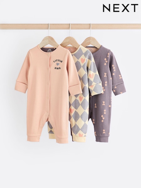 Purple Baby 100% Cotton Footless Sleepsuits 3 Pack (0mths-3yrs) (K79527) | € 19 - € 21