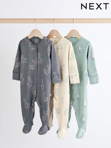 Mineral Blue Farm bedruckt - Baby Sleepsuits 3 Pack (0mths-2yrs) (K79529) | 18 € - 19 €