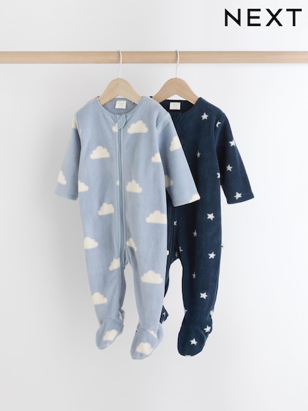 Blue Star/Cloud Fleece Sleepsuits 2 Pack (K79530) | AED102 - AED112