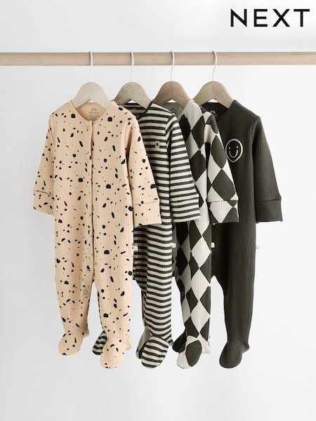 Schwarz und Cream - Baby Sleepsuits 4 Pack (0mths-2yrs) (K79532) | 25 € - 28 €