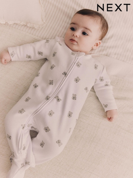 White Ground Fleeced Lined 2 way Zip Sleepsuit (K79539) | 54 QAR - 64 QAR