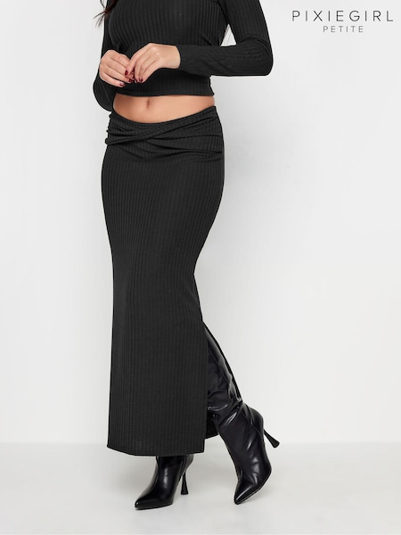 PixieGirl Petite Black Twist Maxi Skirt (K79558) | AED128